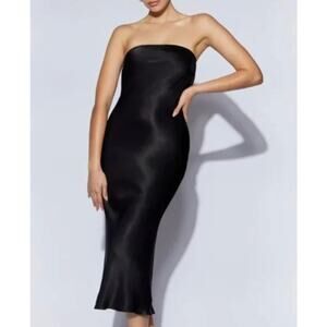 Meshki Tyler Strapless Satin Midi Black Dress Womens 3XL XXXL